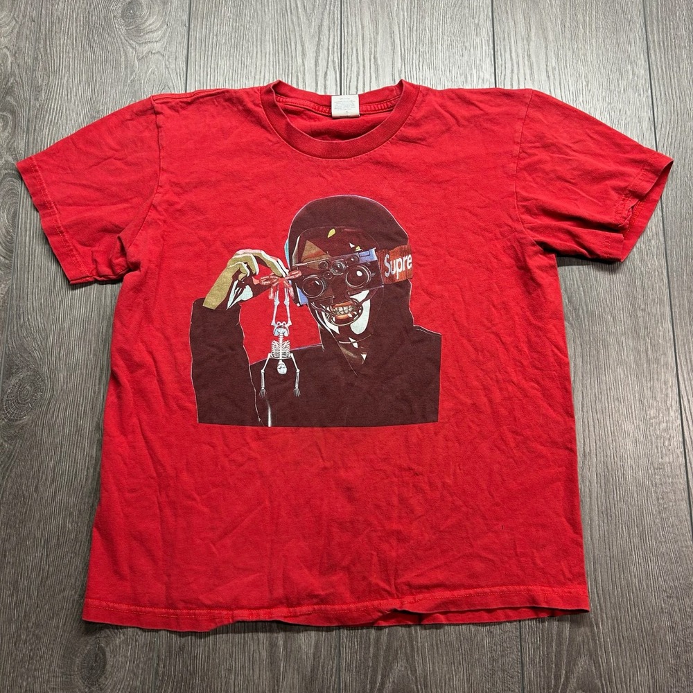 Supreme Creeper Tee Red Graphic T-Shirt Mens Medium Night Vision Skeleton